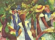 August Macke flickor under trad oil painting reproduction